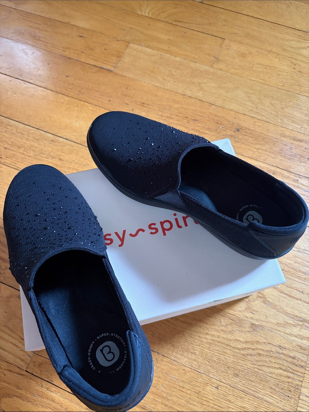 Bzees Black Slip-On Sneakers with Sparkle Detail